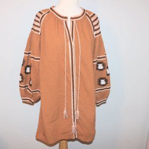 Velzera Medium Brown Embroidered Dress EUC